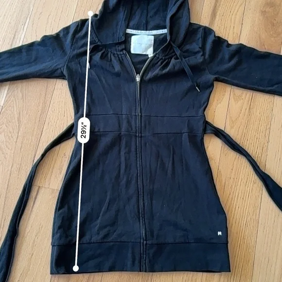 Victoria Secret Black Hooded Zip-Up Jacket with Belt - Picture 7 of 7